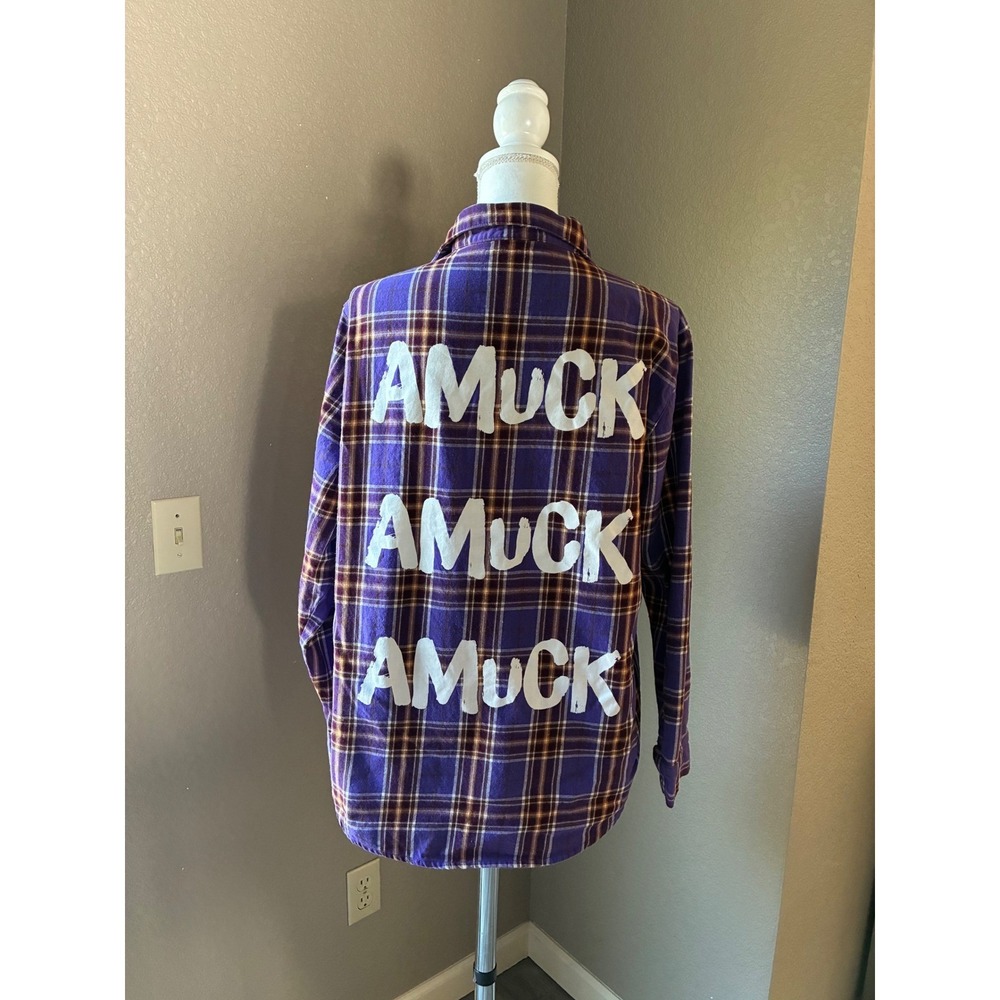 Disney Hocus Pocus Cakeworthy‎ Amuck Amuck Amuck Purple Plaid Flannel Shirt L